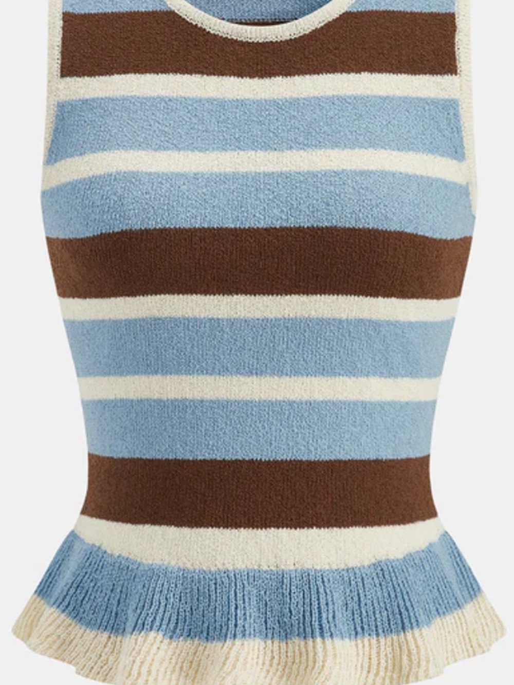 Commense Striped Sleeveless Tank Top in Blue, Brown & Cream